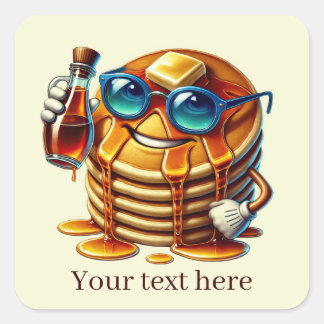 Sticker Carré Drôle pancake breakfast ajouter du texte