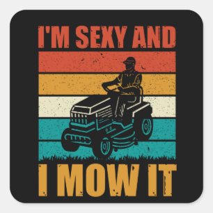 Sticker Carré Drôle Papa LandScaper Cadeau pour la Fête des père