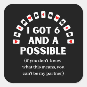 Sticker Carré Drôle Pique J'Ai Six Et Une Carte De Jeu Possible