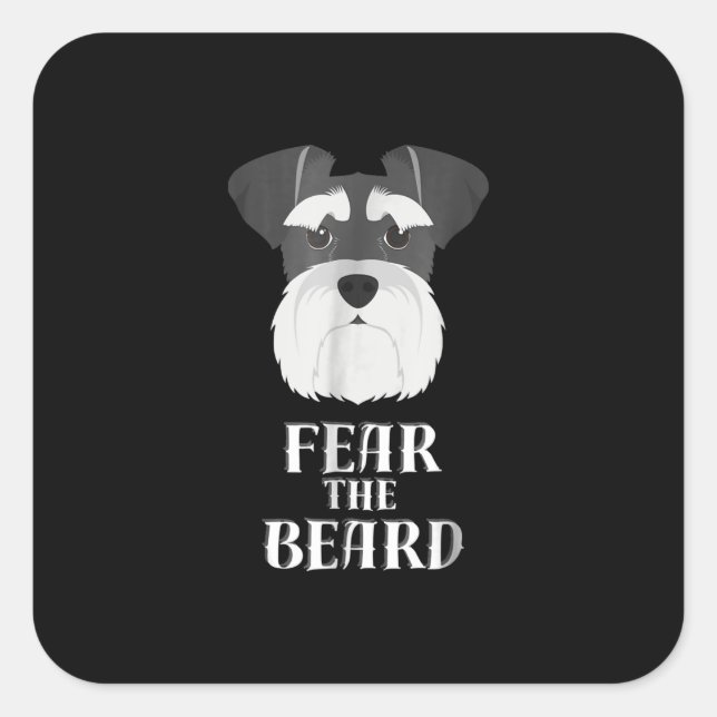 Sticker Carré drôle schnauzer peur barbe cadeau (Devant)