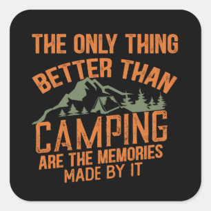 Sticker Carré Drôle slogan de camping été citations