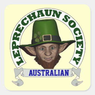 Sticker Carré Drôle société leprechaun irlandaise AUSTRALIENNE
