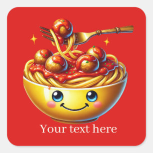 Sticker Carré Drôle spaghetti ajouter du texte