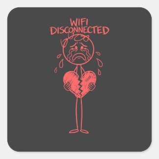 Sticker Carré Drôle Wifi Déconnecté Cœur Brisé Gamer Meme