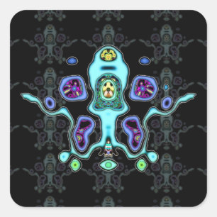 Sticker Carré Drone alien biomécanique / calmar alien v3.1