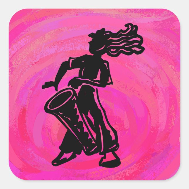 Sticker Carré Drum Boogie Nights New York Hot Pink (Devant)