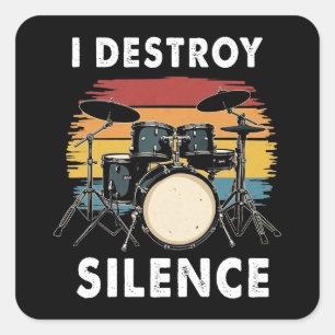Sticker Carré Drummer I Destruction Silence Drum