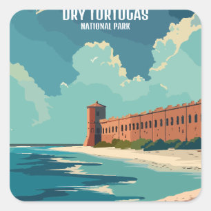 Sticker Carré Dry Tortugas National Park Florida Vintage voyage