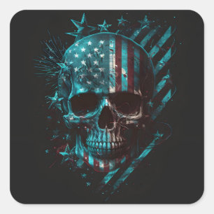 Sticker Carré du crâne patriotique