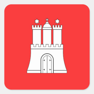 Sticker Carré du drapeau de Hambourg