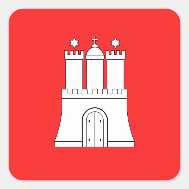 Sticker Carré du drapeau de Hambourg (Devant)