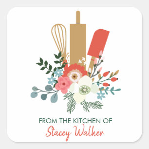 Sticker Carré Du Étiquette-cadeau de Noël de la cuisine