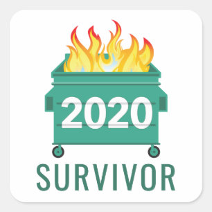 Sticker Carré Dumpster Fire 2020, citation drôle