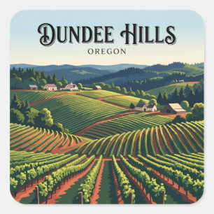 Sticker Carré Dundee Hills Vineyards Voyage en Oregon