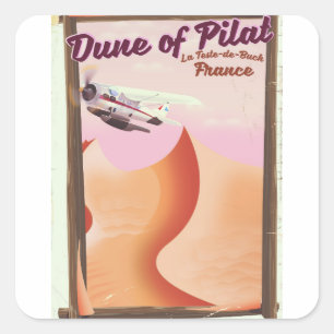 Sticker Carré Dune de Pilat, affiches de voyage vintage France D