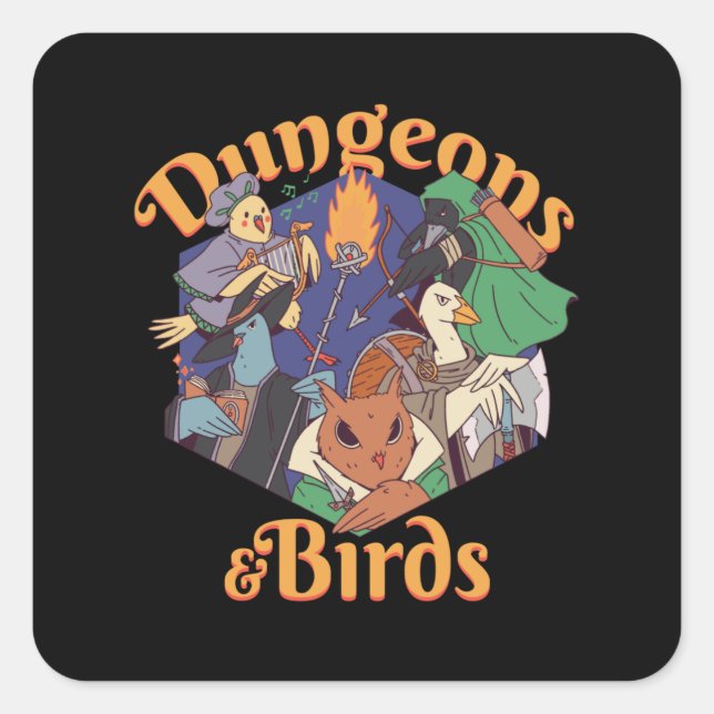 STICKER CARRÉ DUNGEONS & OISEAUX (Devant)