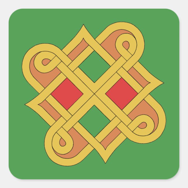 Sticker Carré Durrow Knotwork 2016 Rouge et Vert (Devant)