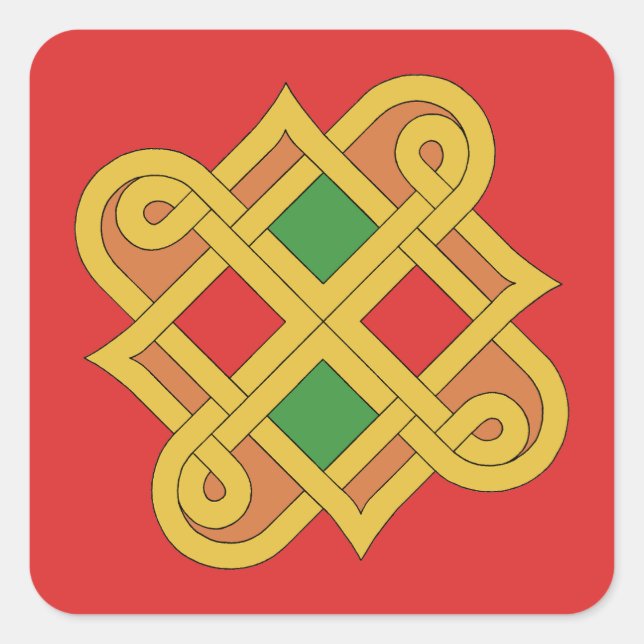 Sticker Carré Durrow Knotwork 2016 Rouge et Vert (Devant)
