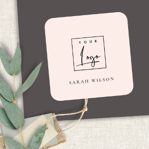 Sticker Carré Dusky Blush Rose Personnalisé Logo Professionnel