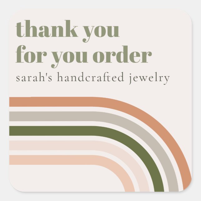 Sticker Carré Dusky Bold Retro Rainbow Desert Merci Business (Devant)