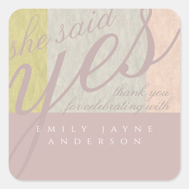 Sticker Carré Dusky rose moderne Fête des mariées MERCI classiqu (Devant)