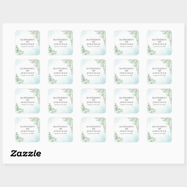 Sticker Carré Dusty Blue Eucalyptus Vert Mariage Succulent (Feuille)