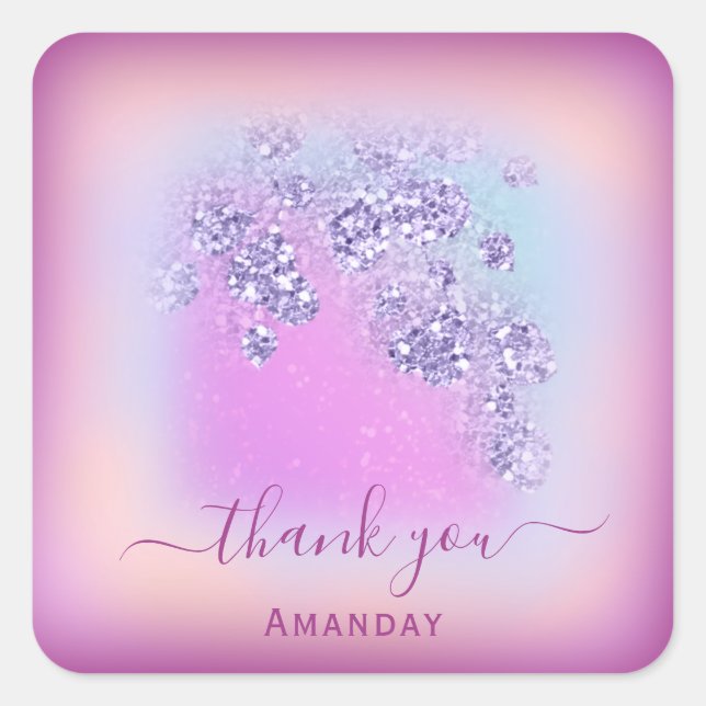 Sticker Carré Dusty Blue Parties scintillant Berry Merci doux 16 (Devant)