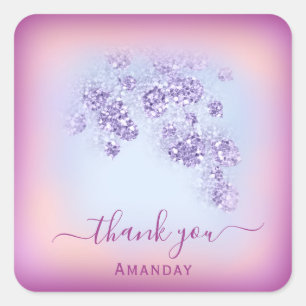 Sticker Carré Dusty Blue Parties scintillant Marsala Thank Sweet