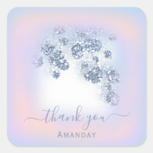 Sticker Carré Dusty Blue Parties scintillant Pêcher Rose Thankl 