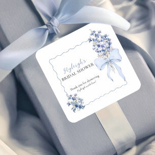 Sticker Carré Dusty Blue Ribbon Bow Calla Lily Fête des mariées