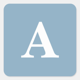 Sticker Carré Dusty Blue White Monogrammes Fête des mariées simp