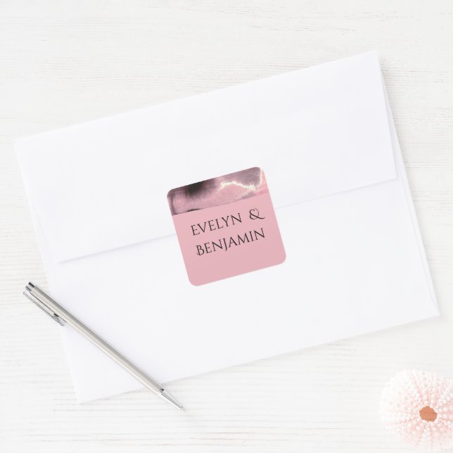 Sticker Carré Dusty Rose et Black Modern (Enveloppe)