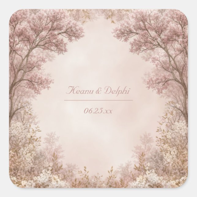 Sticker Carré Dusty Rose Ethereal Forest Arch Wedding (Devant)
