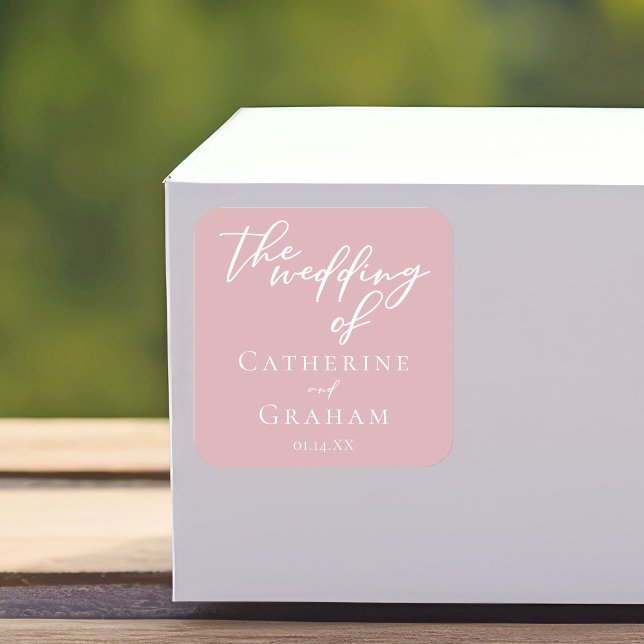 Sticker Carré Dusty Rose rose femme Mariage de typographie (Créateur téléchargé)