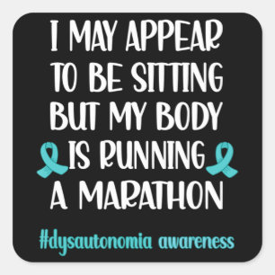 Sticker Carré Dysautonomia POTS Turquoise Ribbon Autonome Dysfu