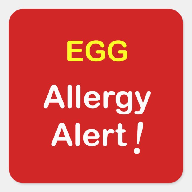 Sticker Carré e1 - Alerte allergique - OEUFS. (Devant)