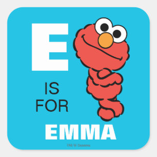 Sticker Carré E est pour Elmo Ajouter Votre Nom