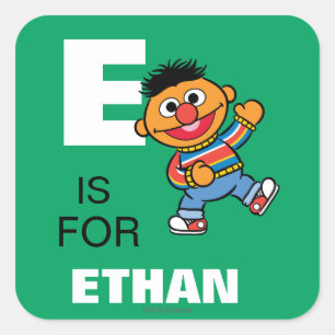 Sticker Carré E est pour Ernie   Ajouter Votre Nom