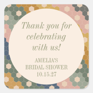 Sticker Carré Earthy Boho Vintage Fête des mariées personnalisée