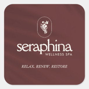 Sticker Carré Earthy Elegance Logo Beauté, Boutique, Spa Maroon