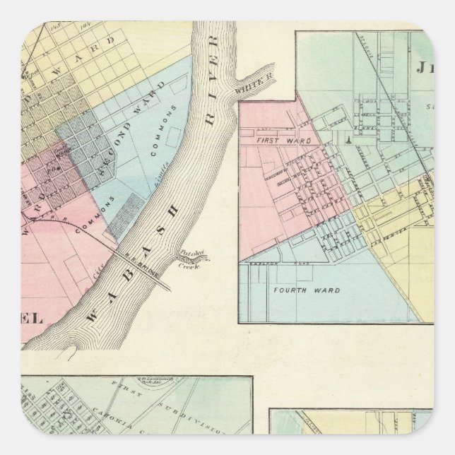 Sticker Carré East St Louis, Mt Carmel, Jerseyville et Mendota (Devant)