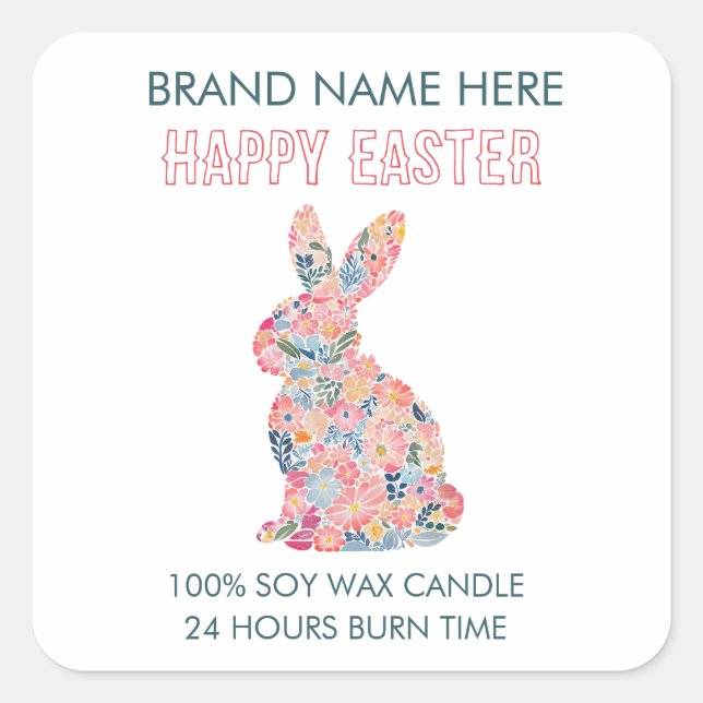 Sticker Carré Easter Bunny Custom Candle Label (Devant)