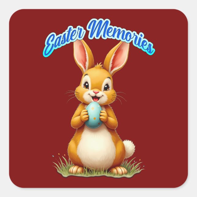 Sticker Carré Easter Memories – Cute Bunny - Autocolante (Devant)
