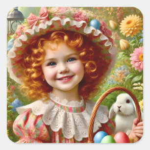 STICKER CARRÉ EASTER ~WOW ! VINTAGE FILLE ~