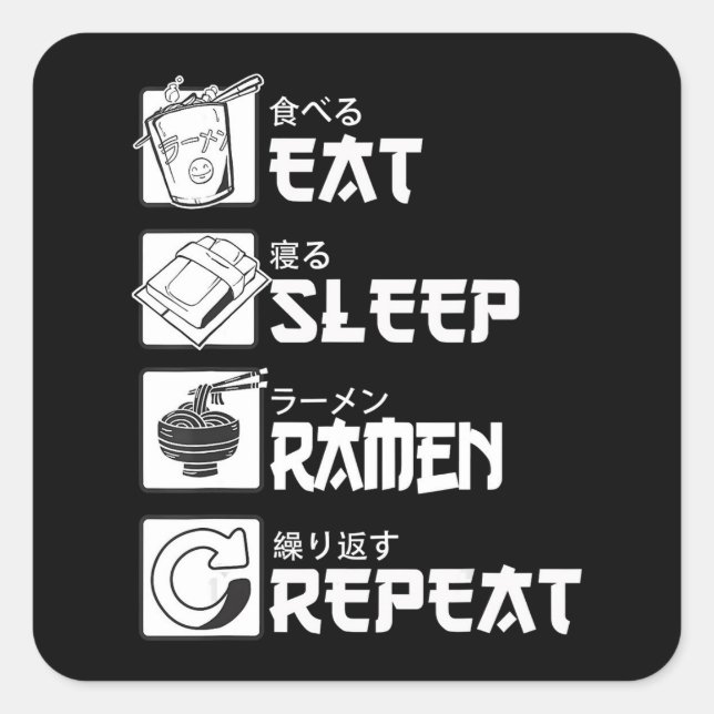 Sticker Carré Eat Sleep Anime Repeat Venin Idea Cosplayer (Devant)