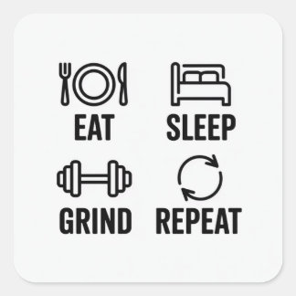 Sticker Carré Eat. Sleep. Grind. Repeat