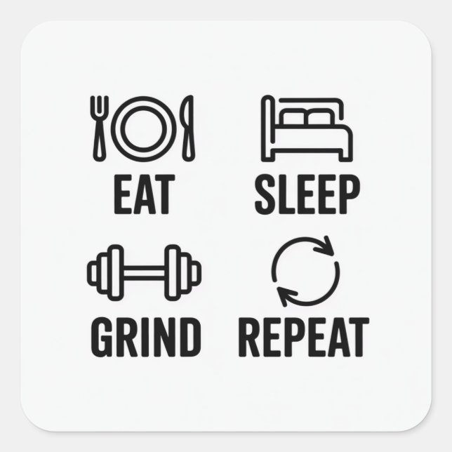 Sticker Carré Eat. Sleep. Grind. Repeat (Devant)