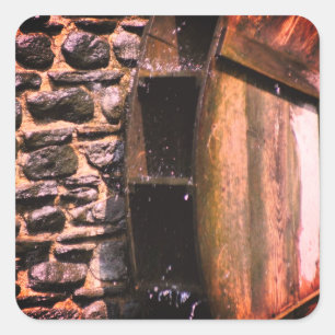 Sticker Carré Eau en bois Roue Nature