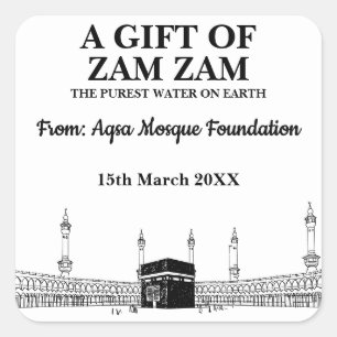 Sticker Carré Eau Musulmane Zam Zam Moderne Cadeau Hajj Umrah