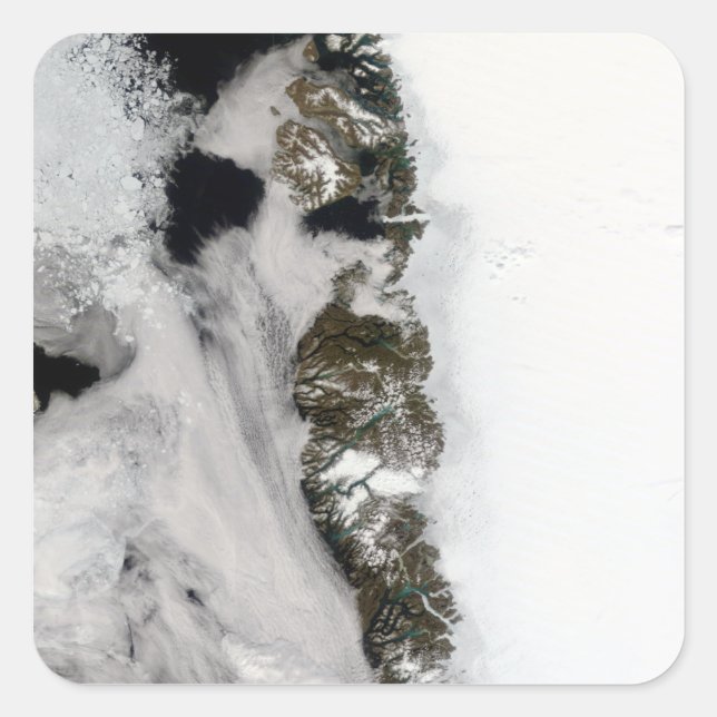 Sticker Carré Eaux de fonte le long de la côte ouest du Groenlan (Devant)